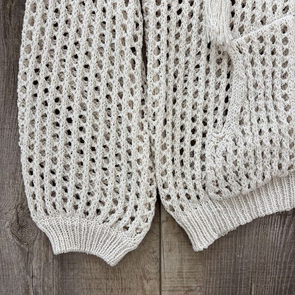 Pol Womens Crochet Open Knit Sweater Size M Rainbow Beachy Boho Travel Vacation - Picture 4 of 13